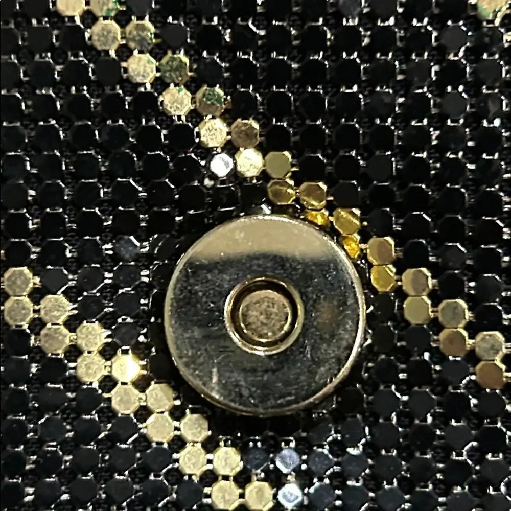 Vintage Black & Gold Glitter Stripe Evening Crossbody – Sparkly Party Purse